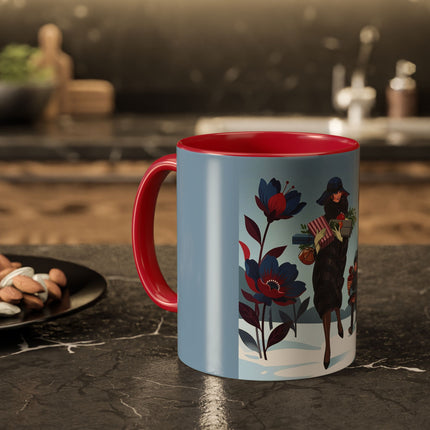 🎁🌺 The Christmas Gift Garden Stroll Colorful Mug – Art Deco Holiday Fantasy
