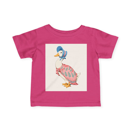 🪿🌸 The Little Pink Garden Goose Infant Fine Jersey Tee – Whimsical Storybook Charm