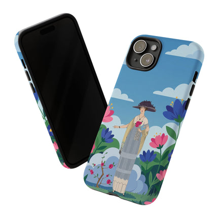 🌸🎩 The Lady Of The Grand Flower Garden Phone Case – Art Deco Fashion Illustration