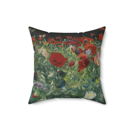 Poppies (A Study of Poppies for Carnation, Lily, Lily, Rose) by John Singer Sargent Spun Polyester Square Pillow