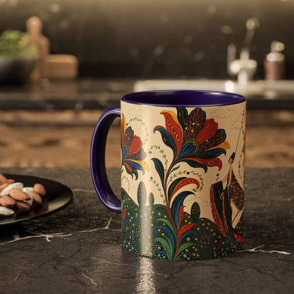 🌺🦋 The Enchanted Floral Voyage Colorful Mug – Art Deco Botanical Whimsy