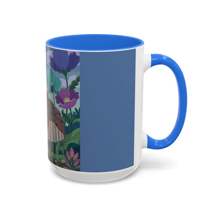 The Lady And The Enchanted Heron Colorful Mugs – Art Deco Botanical Elegance