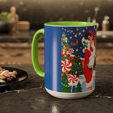 🦌🍬 The Lady Of The Peppermint Christmas Garden Colorful Mug – Colorful Art Deco Holiday Fantasy