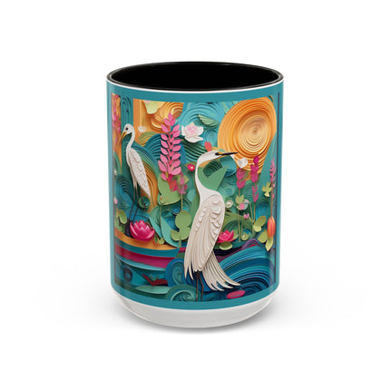 Elegant Egret Oasis Colorful Mugs (11oz, 15oz)