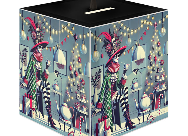 Whimsical Christmas Tea Party Light Cube Lamp