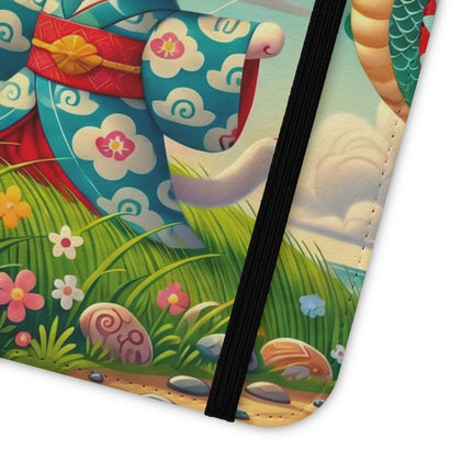 🪁🐉 Geisha Kitten and the Dragon Kite Flip Case – Joyful Flight & Dragon Spirit