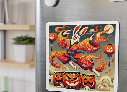 Jack-O’-Lantern Drums & The Kabuki Rabbit Die-Cut Magnets (4 Sizes)
