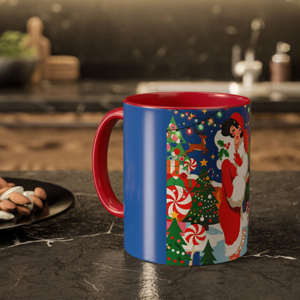 🦌🍬 The Lady Of The Peppermint Christmas Garden Colorful Mug – Colorful Art Deco Holiday Fantasy