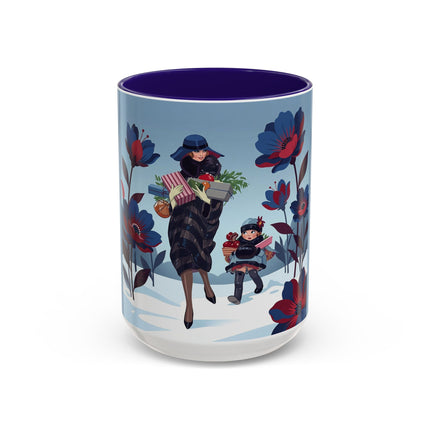 🎁🌺 The Christmas Gift Garden Stroll Colorful Mug – Art Deco Holiday Fantasy