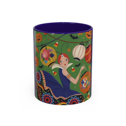 🏮🎃 The Lady Of Halloween Lanterns Colorful Mug – Colorful Art Deco Halloween Charm