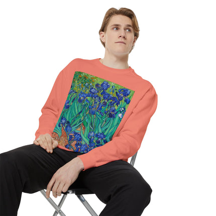 Irises by Vincent Van Gogh Unisex Garment-Dyed Sweatshirt