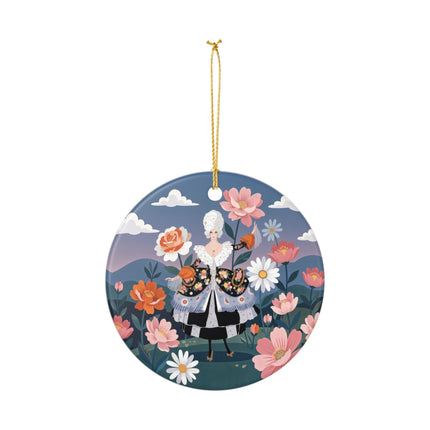 🌸🎀 The Grand Floral Promenade Ceramic Ornament – Art Deco Fashion Fantasy