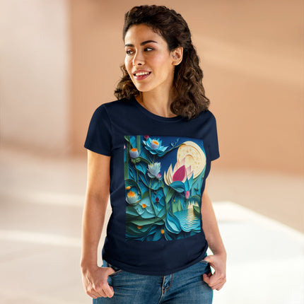 Ethereal Moonlit Lake Women's Midweight Cotton Tee