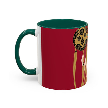Butterfly Empress of the Crimson Pavilion Colorful Mug (11oz, 15oz) – Art Deco Beauty, Butterfly Elegance & Ornamental Style