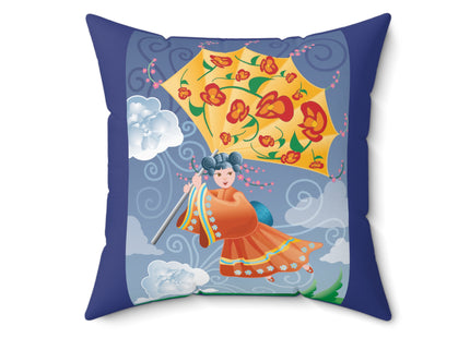 Flight of Blossoms Spun Polyester Square Pillow