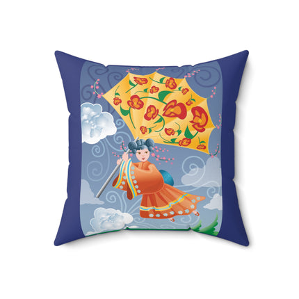 Flight of Blossoms Spun Polyester Square Pillow