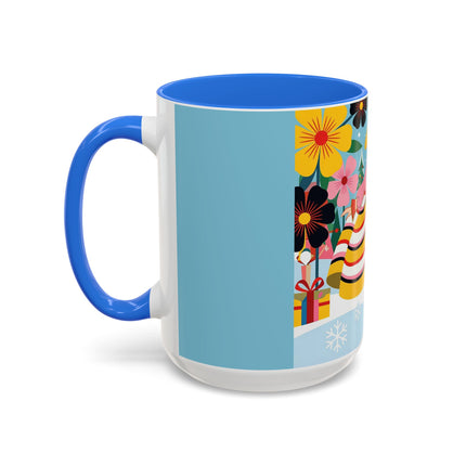 🌼🎄 The Christmas Blossom Belle Colorful Mug – Colorful Art Deco Holiday Fantasy