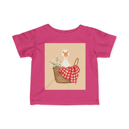 🦆🌼 The Little Daisy Basket Duckling Infant Fine Jersey Tee – Whimsical Woodland Charm
