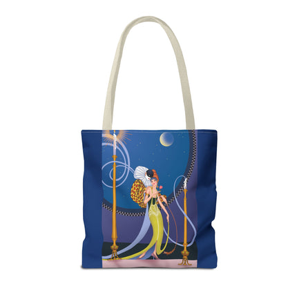 Smoke and Secrets: A Glamorous Encounter in Prohibition Era Tote Bag (AOP)