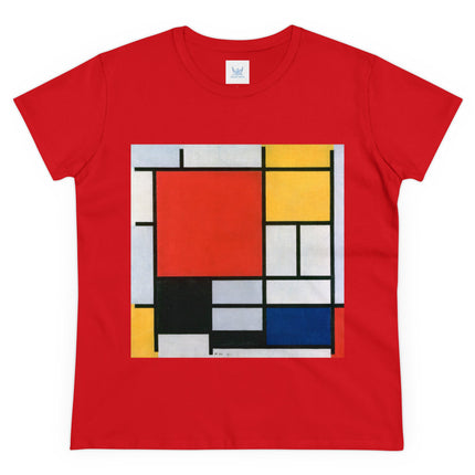 Composition with Red, Yellow, Blue, and Black by Piet Mondrian Women's Midweight Cotton Tee