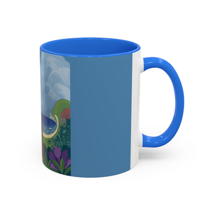 The Lady And The Sea Breeze Colorful Mugs – Art Deco Coastal Serenity