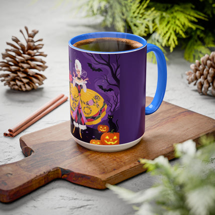 🎭🌹 The Harlequin Rose Masquerade Colorful Mug – Theatrical Halloween Romance