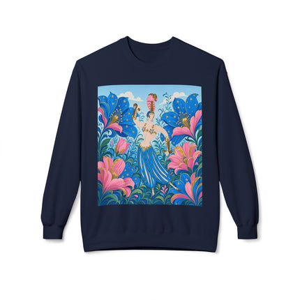 🌟🌸 The Starry Blossom Garden Dancer Midweight Crewneck Sweatshirt – Art Deco Floral Fantasy
