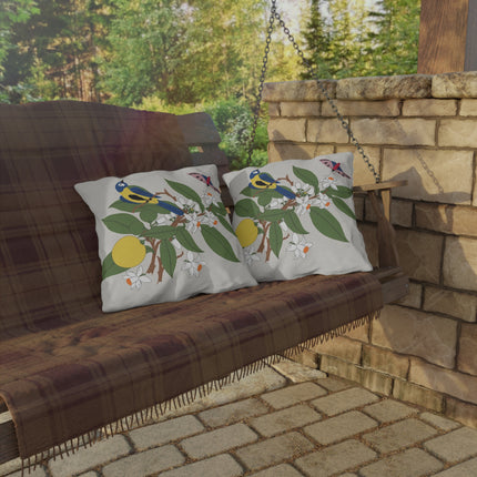 Blue Tit & Butterfly Outdoor Pillows – Spring Harmony & Delicate Beauty