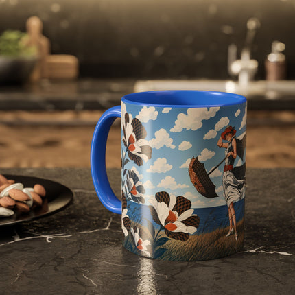 🌊🌼 The Windswept Seaside Promenade Colorful Mug – Art Deco Coastal Elegance