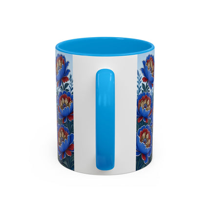 💙🌺 The Sapphire Blossom Garden Dancer Colorful Mug – Art Deco Fashion Fantasy