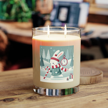 Candy Cane Timekeeper Bunny Scented Candle - Full Glass, 11oz