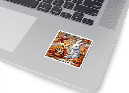 Halloween Rabbit’s Kabuki Jack-o’-Lanterns Kiss-Cut Stickers (3 Sizes)