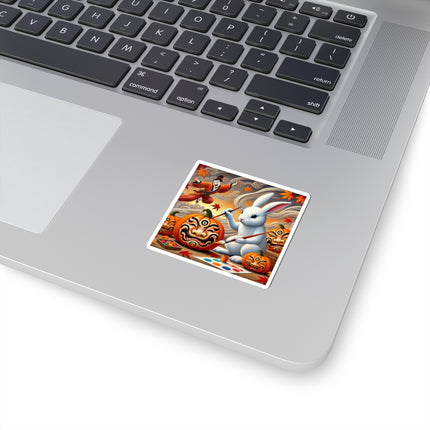 Halloween Rabbit’s Kabuki Jack-o’-Lanterns Kiss-Cut Stickers (3 Sizes)