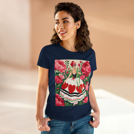 ❤️🌸 The Heart Garden Cotton Tee – Art Deco Floral Romance