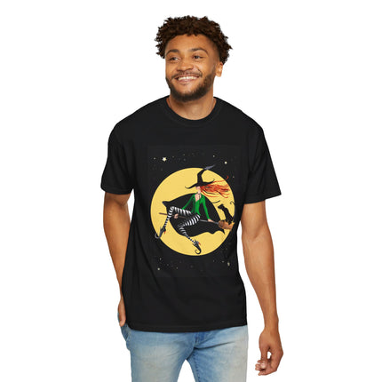 A Witch’s Moonlit Flight Unisex Garment-Dyed T-shirt