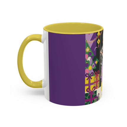 🎁✨ The Lavender Christmas Masquerade Colorful Mug – Art Deco Holiday Fantasy