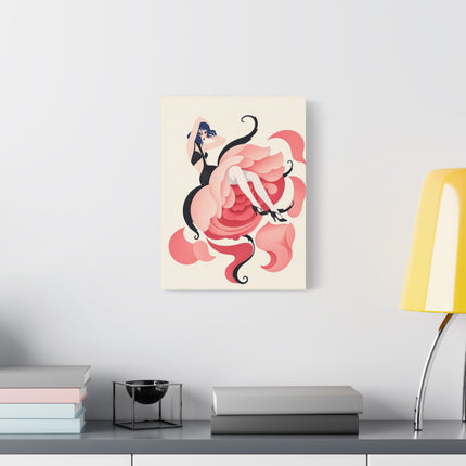 🌹🖤 The Lady Of The Blushing Rose Matte Canvas – Art Deco Fashion Illustration