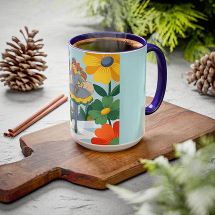❄️🌼 The Winter Flower Wanderer Colorful Mug – Colorful Art Deco Snow Fantasy