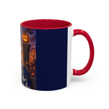 🎃💙 The Pumpkin Lantern Courtship Colorful Mug – Romantic Halloween Elegance