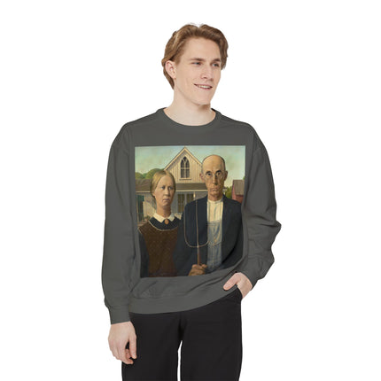 American Gothic by Grant Wood Unisex Garment-Dyed Sweatshirt
