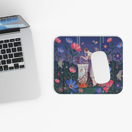 🐠🌸 The Lady Of The Enchanted Aquarium Mouse Pad – Art Deco Underwater Garden Fantasy
