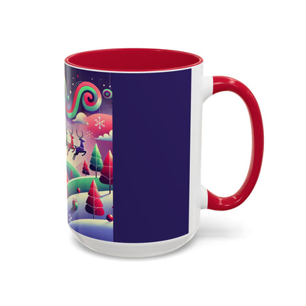Festive Reindeer Flight Colorful Mugs (11oz, 15oz)