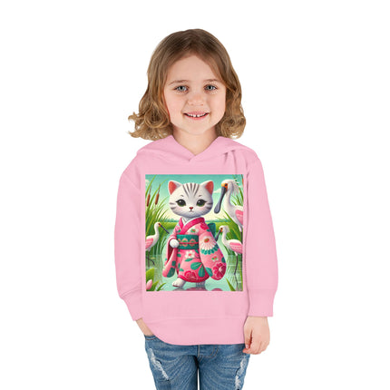 Geisha Kitten Strolls Among the Spoonbills Toddler Pullover Fleece Hoodie