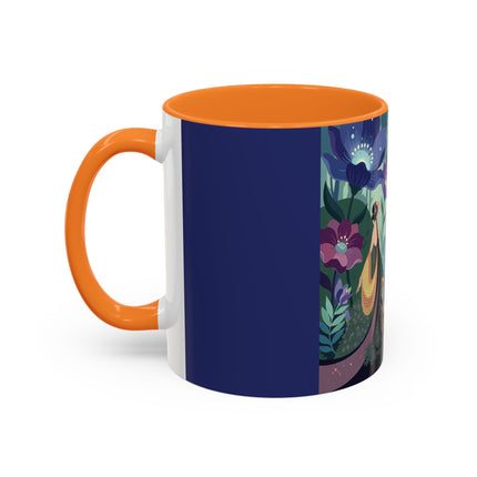 The Lady Of The Moonlit Fountain Colorful Mugs – Art Deco Botanical Serenity