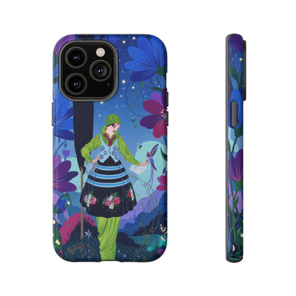 🌸🐦 The Lady Of The Midnight Bird Garden Phone Case – Art Deco Floral Fantasy