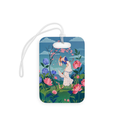 🌸☂️ The Lady Of The Falling Blossoms Luggage Tag – Art Deco Garden Whimsy