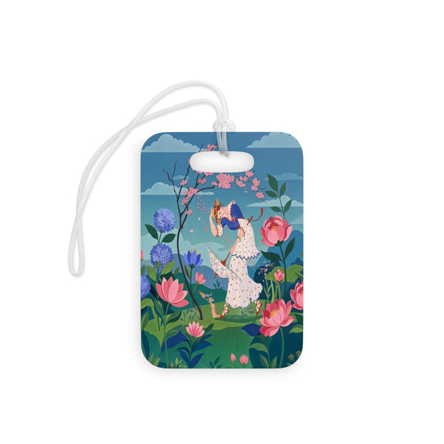 🌸☂️ The Lady Of The Falling Blossoms Luggage Tag – Art Deco Garden Whimsy