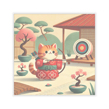 Archer Kitten in the Zen Garden Kiss-Cut Stickers (4 Sizes)