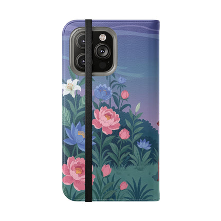 🐦🌸 The Lady And The Golden Bird Flip Case – Art Deco Floral Reverie