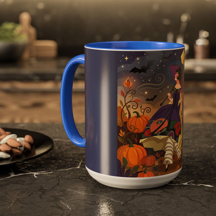 🌙🎃 The Moonlit Garden Walk Colorful Mug – Elegant Halloween Charm